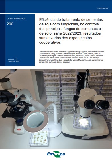 Eficiência do tratamento de sementes de soja com fungicidas, no controle dos principais fungos de sementes e de solo, safra 2022/2023: resultados sumarizados dos experimentos cooperativos